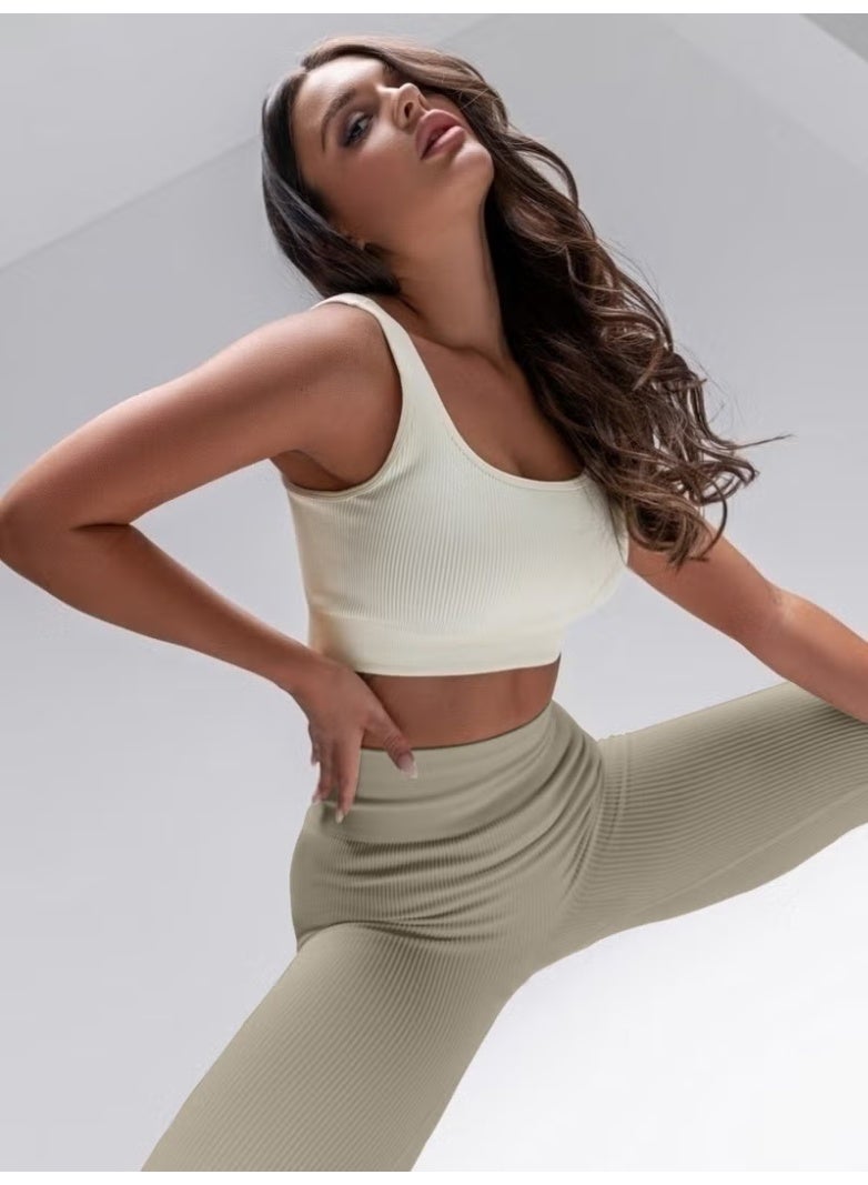 Mistirik Mystic Ribbed Leggings Seamless Compressor High Waist Camel Color - Image 4
